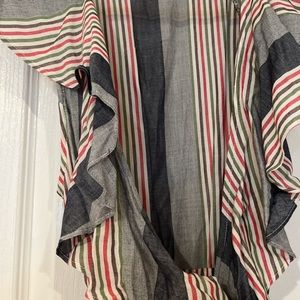 Striped ruffle wrap dress